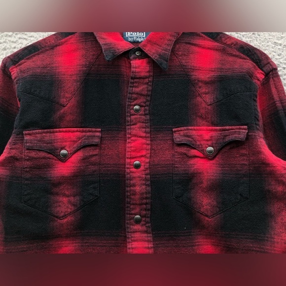 Polo Ralph Lauren Pearl Snap Button Up Shirt Men's M Long Sleeve 1980 Vintage. - Picture 5 of 13